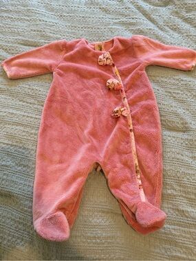 Pink Plush Footed Baby One-Piece